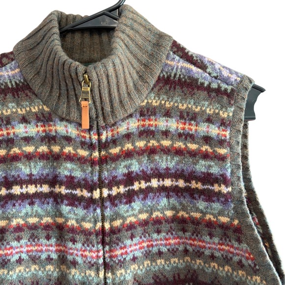 Ralph Lauren Jeans Company fair Isle Vest FullZip Women XL lambs wool MultiColor - Picture 2 of 5